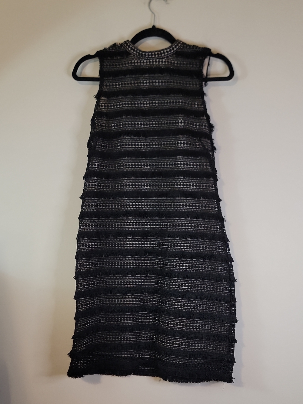 J. Crew Black Lace-Textured Shift Mini Dress